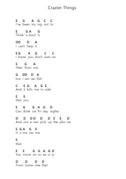 Crazier Things Piano letter notes by Chelsea Cutler - Arr.Windict