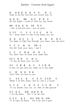 Barbie - Forever And Again Nota surat piano oleh Misc Soundtrack - Arr.Pearghes Feltle
