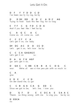 Lets Get It On Piano letter notes by Marvin Gaye - Arr.Larfox Efquinn