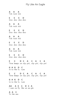 Fly Like An Eagle Piano letter notes by Steve Miller Band - Arr.Cookerad Bartreen