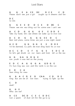 Lost Stars Piano letter notes by Keira Knightley - Arr.Regfer