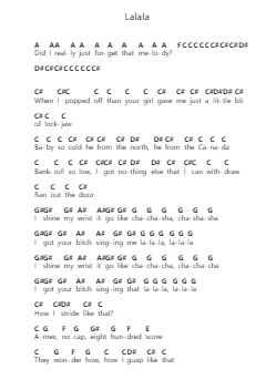Lalala 鋼琴字母譜由 Y2K - 編曲 Millsharp Waygrace