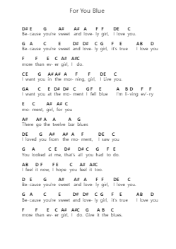For You Blue Catatan huruf piano oleh The Beatles - Arr.Frannence Harstowe