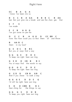 Right Here Piano letter notes by Staind - Arr.Hamclaire
