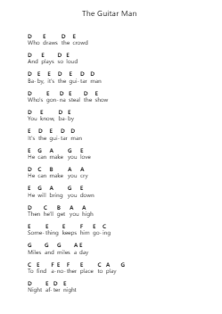 The Guitar Man 鋼琴字母譜由 Bread - 編曲 Grelitt Bachdrow