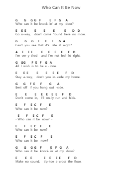Who Can It Be Now Piano letter notes by Men at Work - Arr.Flowerrae