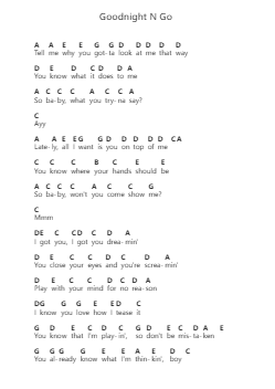 Goodnight N Go Ноты для пиано в буквенном формате от Ariana Grande - Arr.Yetleif Clecott