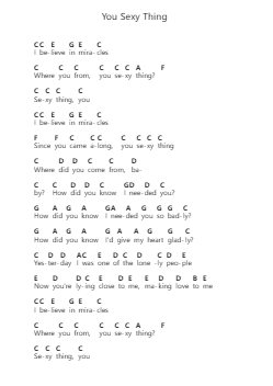 You Sexy Thing Piano letter notes by Hot Chocolate - Arr.Vanralph Aunald