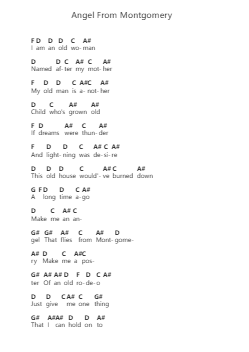 Angel From Montgomery 钢琴字母谱由 Bonnie Raitt - 编曲 Whittrine Pruham