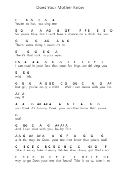 Does Your Mother Know Piano letter notes by ABBA - Arr.Vinpeare