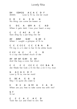 Lovely Rita Piano letter notes by The Beatles - Arr.Keyed Kakuk