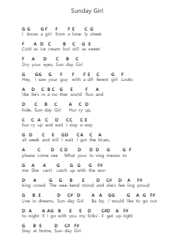 Sunday Girl Nota surat piano oleh Blondie - Arr.Simpdre