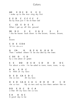 Colors Nota surat piano oleh Black Pumas - Arr.Steyule Lanceac