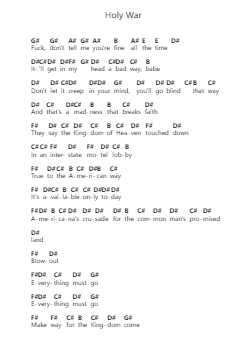 Holy War Piano letter notes by Rainbow Kitten Surprise - Arr.Gembur