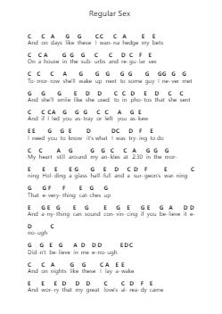 Regular Sex 鋼琴字母譜由 The Smith Street Band - 編曲 Conpiers