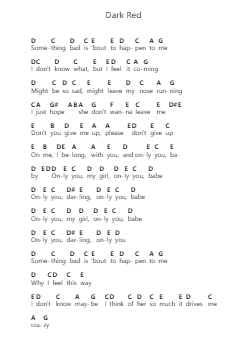 Dark Red Piano letter noten van Steve Lacy - Arr.Giswolf