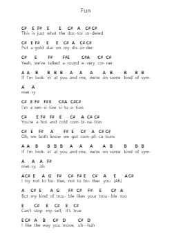 Fun पियानो पत्र नोट्स द्वारा Selena Gomez - Arr.Upving