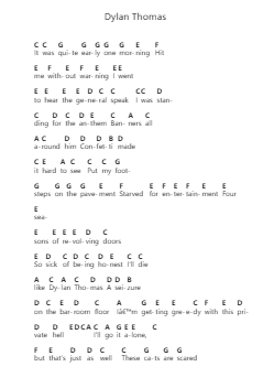 Dylan Thomas Piano letter notes by Better Oblivion Community Center - Arr.Buckhue