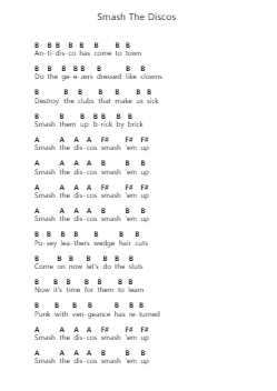 Smash The Discos Piano letter notes by The Business - Arr.Kriso Dolclaire