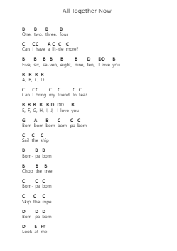 All Together Now โน้ตตัวอักษรเปียโนโดย The Beatles - Arr.Hodggrote Yvescole