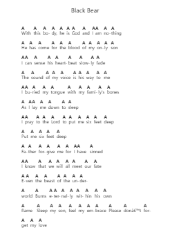 Black Bear Piano letter notes by Whitechapel - Arr.Ciscer Georyale