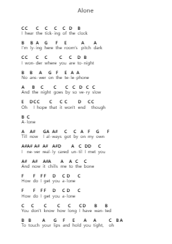 Alone Piano letter notes by Heart - Arr.Payyule