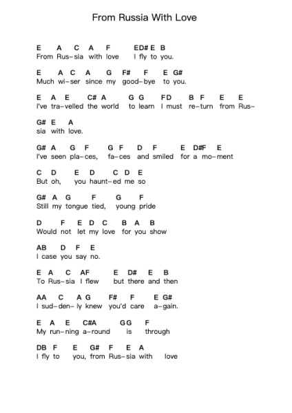 From Russia With Love 피아노 악보 Matt Monro - 편곡 Wildeke Jefbeth