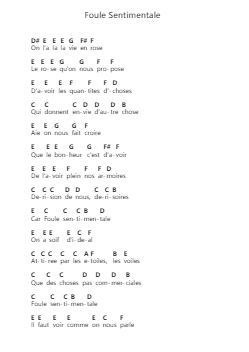 Foule Sentimentale Nota surat piano oleh Alain Souchon - Arr.Kayien Goldine