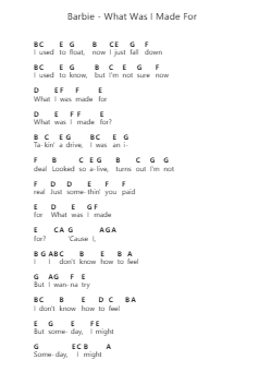 Barbie - What Was I Made For Nota surat piano oleh Misc Soundtrack - Arr.Elchi Hartglenn