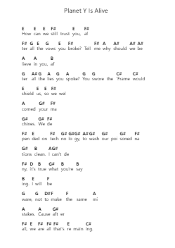 Planet Y Is Alive ピアノの音符 by Ayreon - Arr.Cocroft Blairkins