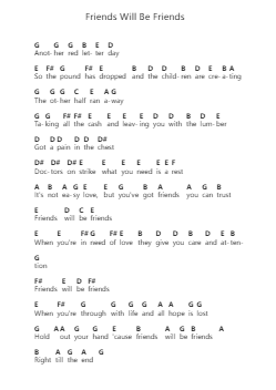 Friends Will Be Friends Nota surat piano oleh Queen - Arr.Toddgail