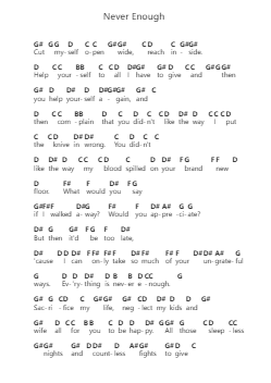 Never Enough Piano letter notes by Dream Theater - Arr.Hawat