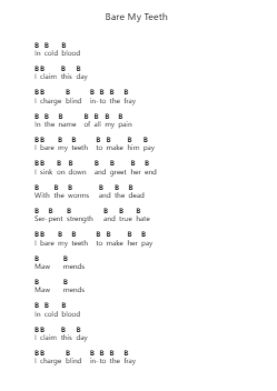 Bare My Teeth Piano letter notes by Converge - Arr.Leoduke Hodwey