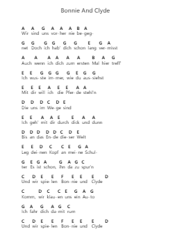 Bonnie And Clyde Notas de piano en letras por Die Toten Hosen - Arr.Linjane Barcox