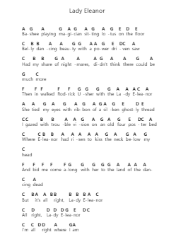 Lady Eleanor Ноты для пиано в буквенном формате от Lindisfarne - Arr.Poshua Xansweet