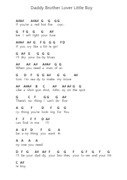 Daddy Brother Lover Little Boy Piano letter notes by Mr. Big - Arr.Jendine