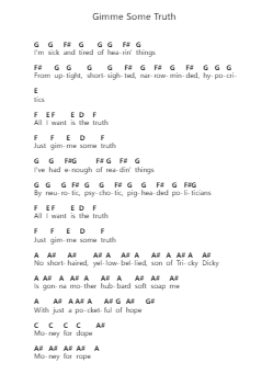 Gimme Some Truth 鋼琴字母譜由 John Lennon - 編曲 Iannet Shelac