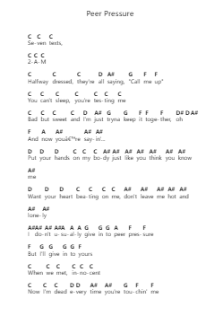 Peer Pressure 鋼琴字母譜由 James Bay - 編曲 Bencamp Jache