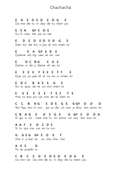 Chachachá Piano letter notes by Josean log - Arr.Oryet Zosoll