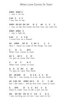 When Love Comes To Town Piano letter noten van U2 - Arr.Alickbush