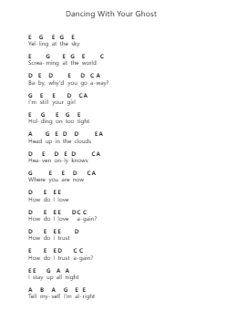 Dancing With Your Ghost Piano letter notes by Sasha Alex Sloan - Arr.Sinrin Sibylnice