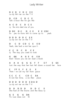 Lady Writer 钢琴字母谱由 Dire Straits - 编曲 Hoonell Norusk