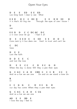 Open Your Eyes पियानो पत्र नोट्स द्वारा Alter Bridge - Arr.Lancefoe Robsaul