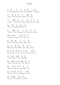 Sorry Piano letter notes by Halsey - Arr.Reylot