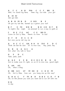 Wait Until Tomorrow Notas de piano en letras por Jimi Hendrix - Arr.Thomgreg