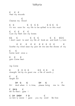 Valkyria पियानो पत्र नोट्स द्वारा Amon Amarth - Arr.Blanmiles