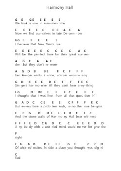Harmony Hall Piano letter notes by Vampire Weekend - Arr.Hulstone Lilsper