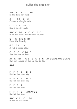 Bullet The Blue Sky Piano letter notes by U2 - Arr.Saslaide Wattvic