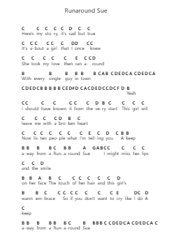 Runaround Sue Ghi chú đàn piano bởi Dion - Arr.Ausdam Pukin