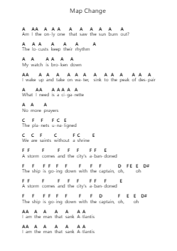 Map Change Piano letter notes by Every Time I Die - Arr.Chilflower